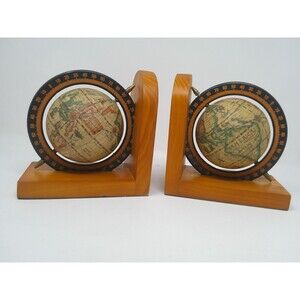 1960's Olde World Globe‎ Italian Bookends Library Gift 5 1/2" Tall Home Decor
